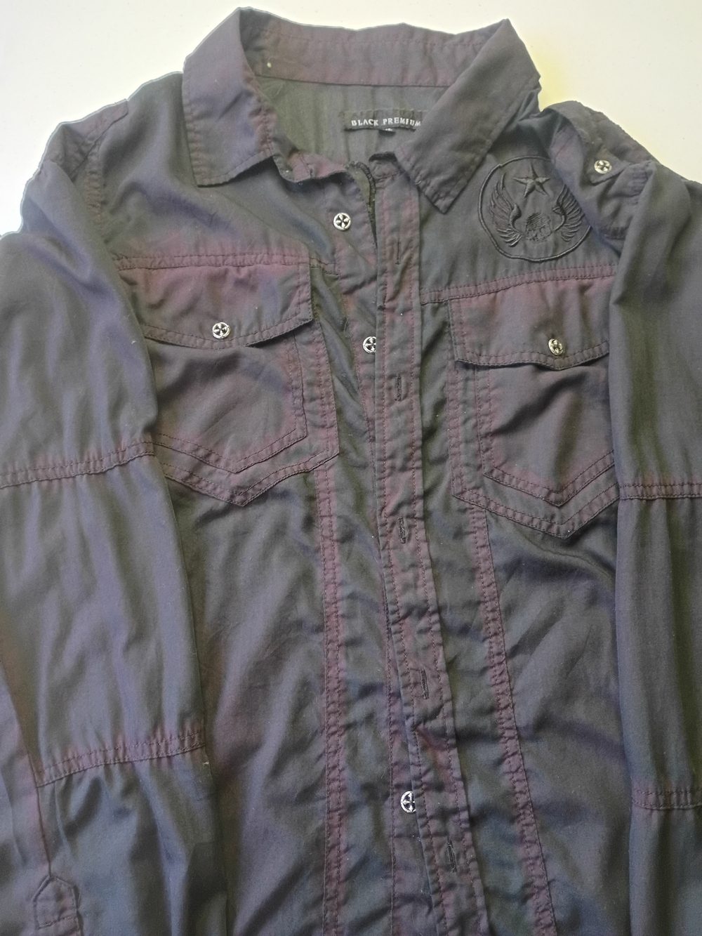 Black Premium Men’s Purple Button-Down Casual Shirt